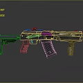 Modern Tactical Weapon Design With Scope Magazine And Black Blue Details