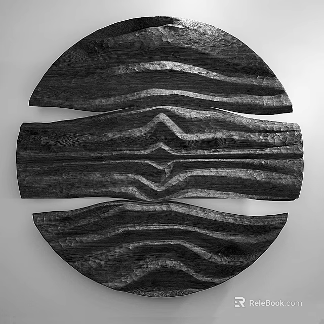Wooden Decorative Wall Hanging with Wavy Patterns for Modern Home Wall Decor 3d model 