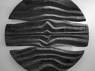 Wooden Decorative Wall Hanging with Wavy Patterns for Modern Home Wall Decor 3d model