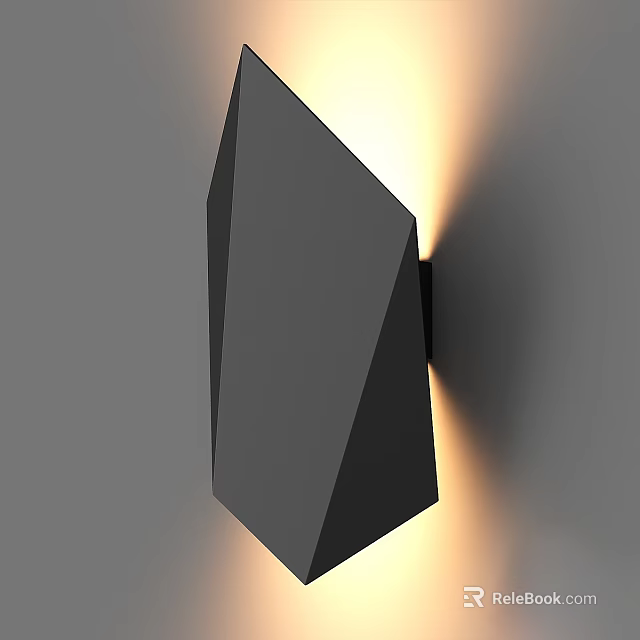 Modern Black Geometric Wall Light With Warm Side Illumination Design 3d model 
