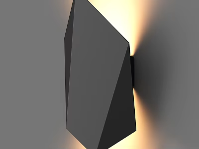 Modern Black Geometric Wall Light With Warm Side Illumination Design 3d model