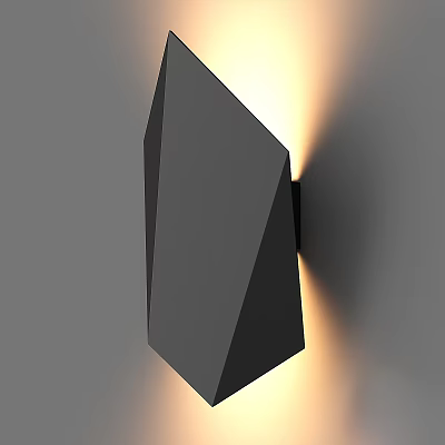 Modern Black Geometric Wall Light With Warm Side Illumination Design 3d model