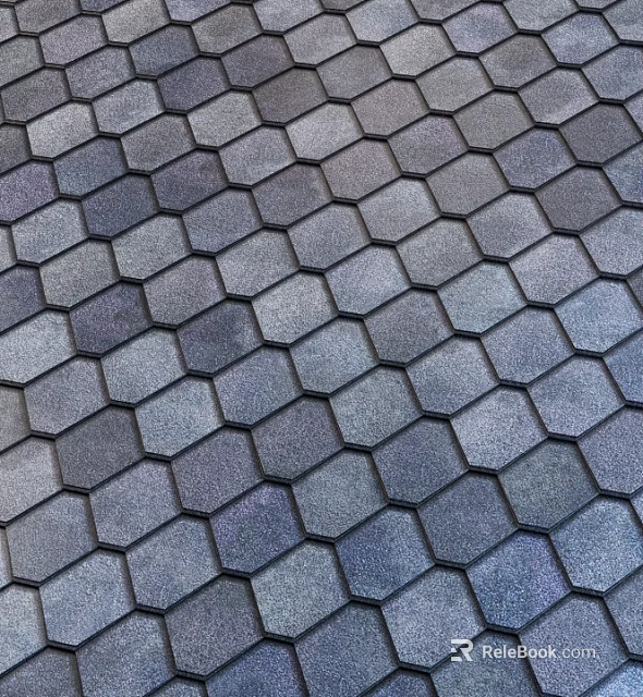 Hexagonal Floor Tiles In Dark Gray Blue With Textured Surface Arrangement Pattern 3d model 