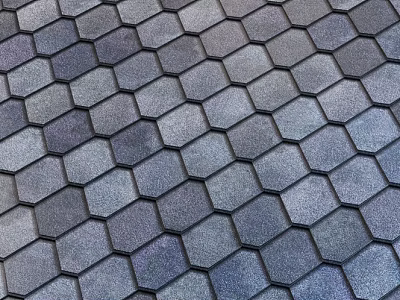 Hexagonal Floor Tiles In Dark Gray Blue With Textured Surface Arrangement Pattern 3d model