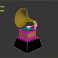 Golden Gramophone Trophy With Shiny Gold Finish Black Base And Classic Design
