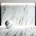 Marble Wall Panel With Natural Vein Pattern And Decorative Sphere On Floor 3d model