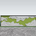 Outdoor Feature Wall With Green Plant Cover And Wavy White Designs