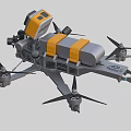 Gray and Yellow Quadcopter Drone with Camera Sensor and Battery Compartment 3d model