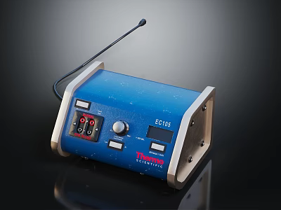 Dassault Security EC1735 Electronic Device With Blue Housing Antenna Knob And Ports 3d model