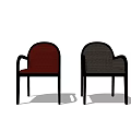 Stylish Dining Chairs With Red And Gray Upholstered Seats Armrests And Black Frames 3d model
