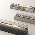 Different Design Modern Fireplaces With Marble Glass Bases And Burning Flames