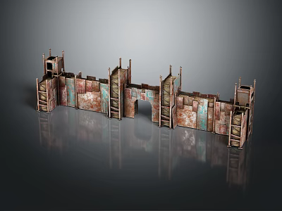 Medieval Castle Stone Walls With Towers Arches Stairs And Textured Surfaces 3d model