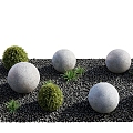 Green plant moss stone steps landscape sketch 3d model