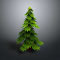 Tall Green Pine Tree With Dense Foliage And Brown Trunk On Gray Background 3d model