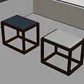 Modern Minimalist Stools With Beige Brown Leather Seats And Black Wooden Frames