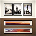 Scenic Decorative Wall Art Featuring City Architecture Ferris Wheel And Seascapes In Black White Styles