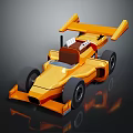 Golden Block Racing Car With Streamlined Design Rear Wing Cockpit And Black Tires
