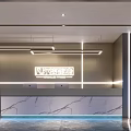 Modern Fitness Gym Reception Area With Marble Countertop And Lighting Design