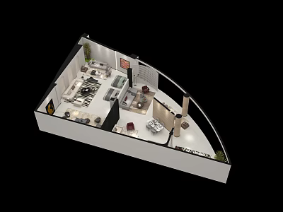 Shopping Mall Store Modern Interior Layout With Display Areas Furniture And Green Plants 3d model