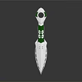 Sharp Modern Dagger With Green Handle White Blade And Geometric Patterns 3d model