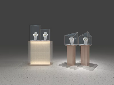 Jewelry Display Shelves with Transparent Glass Cases Illuminated Design for Luxury Accessories 3d model