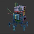 Teal Mechanical Robot Creature With Multiple Legs Antennas Detailed Panels And Sensors