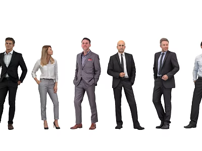 Diverse Group of Business Professionals Standing in Formal Professional Attire Together 3d model