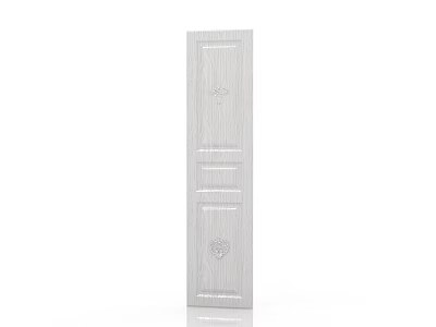 White Wood Grain Double Door With Horizontal Lines And Circular Decorative Panel Design 3d model