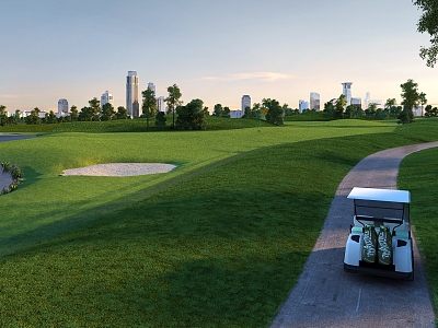 Golf Course Lawn View Golf Cart Park 3d model