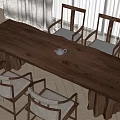 Wooden Tea Table and Fabric Cushioned Chairs with Solid Wood Top in Natural Style
