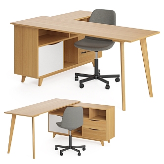 Office Table and Chair Combination Office Desk Chair Workstation Swivel Chair Office Table Long Table Home Furniture 3d model