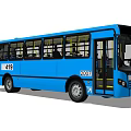 Blue City Bus With Number 419 License Plate X007 Modern Design And Open Doors