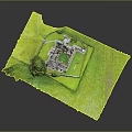 Detailed Castle Ruins Model Layout With Lush Green Grass And Large Tree