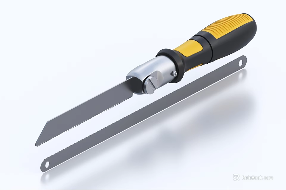 Durable Hardware Hand Saw with Yellow Black Handle and Replaceable Metal Blade for DIY Tasks 3d model 