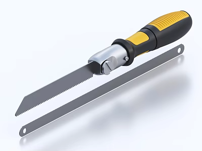 Durable Hardware Hand Saw with Yellow Black Handle and Replaceable Metal Blade for DIY Tasks 3d model