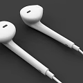 White Wired Headphones With Earbuds In line Control And Long Cable 3d model