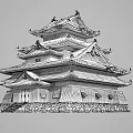 Ancient Architecture Tower With Multiple Tiered Roofs Stone Base And Wooden Door