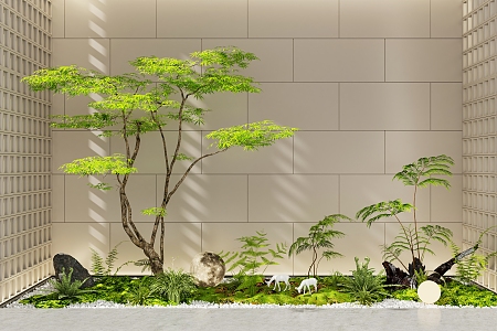 Indoor landscape landscaping courtyard sketch courtyard landscape tree plant pile 3d model