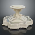 White Classical Carved Stone Fountain With Multi Tiered Base And Round Top