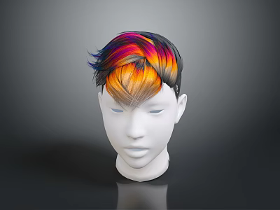 Game And Movie Character With Colorful Gradient Hair Vibrant Red Orange Yellow Hairstyle Design 3d model