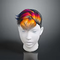 Game And Movie Character With Colorful Gradient Hair Vibrant Red Orange Yellow Hairstyle Design