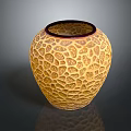 Elegant Yellow Textured Vase With Dark Rim And Honeycomb Pattern Design 3d model