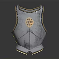 Shiny Medieval Armor Breastplate With Metallic Surface And Golden Ornament