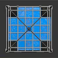 Blue Cube Container With H₂O Potable Water Label In Metal Frame And Top Hook