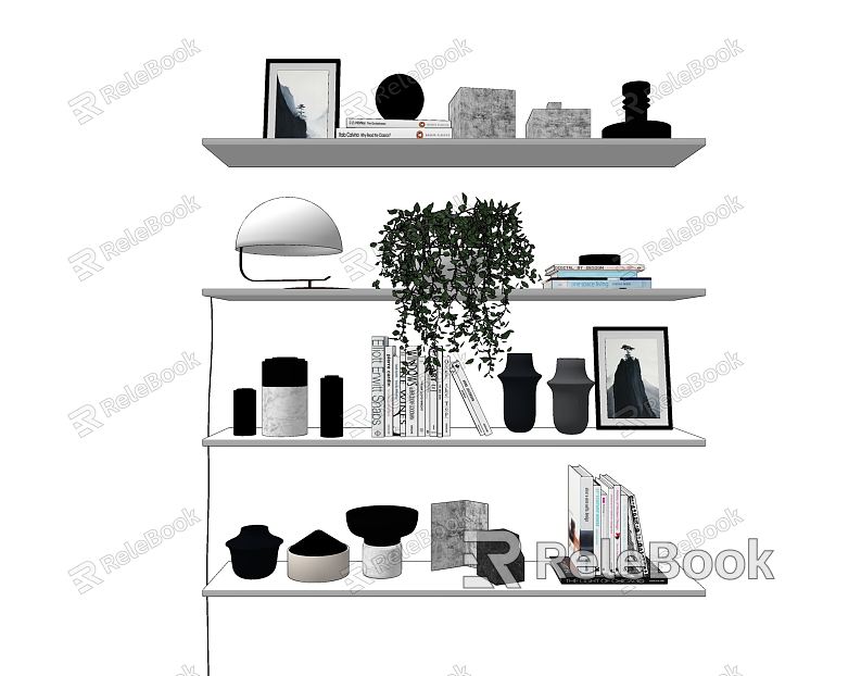 Modern Wall Shelf Decorations Ornaments Bookshelf model