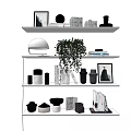 Modern Wall Shelf Decorations Ornaments Bookshelf 3d model