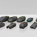 Diverse Green Military Car Models With Various Transport Designs And Shapes
