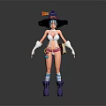 Wizard Girl Character With Purple Hat And Small Creature Companion In Colorful Outfit