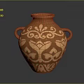 Reddish Brown Terracotta Vase With Two Handles And Intricate Floral Patterns 3d model