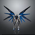 Striking Mecha Robot Character Standing With Blue Wings White Body And Red Accents